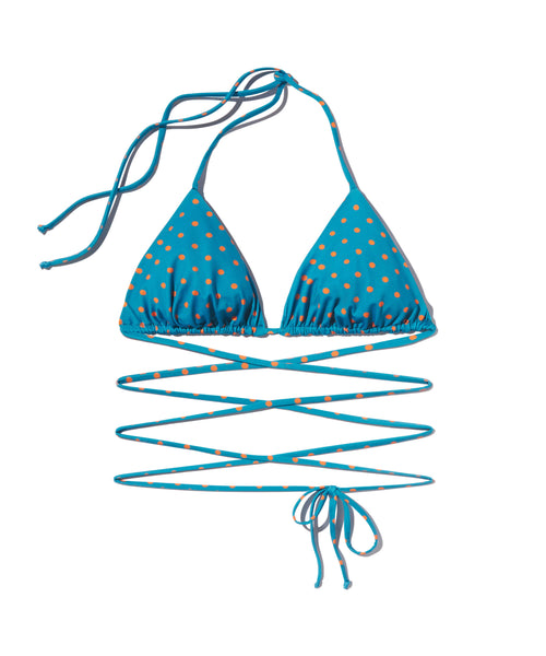 Las Olas Top  | Blue & Orange Small Dot